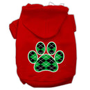 Pet Dog & Cat Hoodie Screen Printed, "Green Argyle Paw"