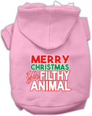 Christmas Pet Dog & Cat Hoodie Screen Printed, "Merry Christmas Ya Filthy Animal"