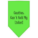 Pet and Dog Bandana Screen Printed, "Caution: Can't Hold My Licker"