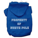 Christmas Pet Dog & Cat Hoodie Screen Printed, "Property of North Pole"