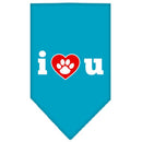 Pet and Dog Bandana Screen Printed, "I Love You"