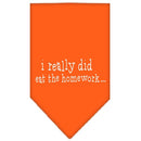 Pet and Dog Bandana Screen Printed, "I Really Did Eat The Homework"