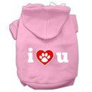 Pet Dog & Cat Hoodie Screen Printed, "I Love U"