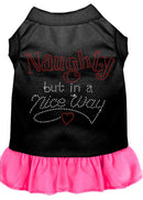 Christmas Pet Dog & Cat Dress Rhinestone, "Naughty But In A Nice Way"