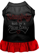 Christmas Pet Dog & Cat Dress Rhinestone, "Naughty But In A Nice Way"