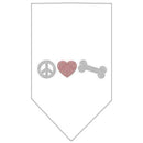 Pet and Dog Bandana Rhinestone, "Peace Love Bone"