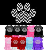 Pet Dog & Cat Dress Screen Printed, "Chevron Paw"