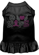 Rhinestone Pet Dog & Cat Dress Rhinestone, "Peace Love Hope Breast Cancer"