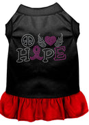 Rhinestone Pet Dog & Cat Dress Rhinestone, "Peace Love Hope Breast Cancer"