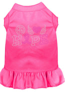 Rhinestone Pet Dog & Cat Dress Rhinestone, "Peace Love Hope Breast Cancer"