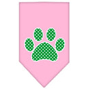 Pet and Dog Bandana Screen Printed, "Green Swiss Dot Paw"