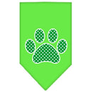 Pet and Dog Bandana Screen Printed, "Green Swiss Dot Paw"