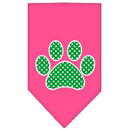 Pet and Dog Bandana Screen Printed, "Green Swiss Dot Paw"