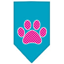 Pet and Dog Bandana Screen Printed, "Pink Swiss Dot Paw"