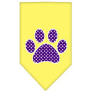 Pet and Dog Bandana Screen Printed, "Purple Swiss Dot Paw"