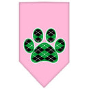 Pet and Dog Bandana Screen Printed,  "Green Argyle Paw"