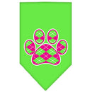 Pet and Dog Bandana Screen Printed,  "Pink Argyle Paw"