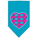 Pet and Dog Bandana Screen Printed, "Pink Argyle Heart"