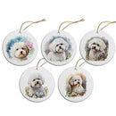 Dog Breed Specific Round Christmas Ornament, "Bichon Frise"