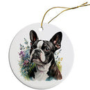 Dog Breed Specific Round Christmas Ornament, "Boston Terrier"