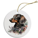 Dog Breed Specific Round Christmas Ornament, "Dachshund"