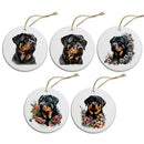 Dog Breed Specific Round Christmas Ornament, "Rottweiler"