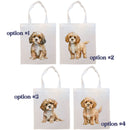 Canvas Tote Bag, Zippered With Handles & Inner Pocket, "Cavapoo"