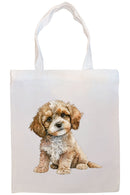 Canvas Tote Bag, Zippered With Handles & Inner Pocket, "Cavapoo"