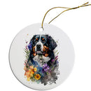 Dog Breed Specific Round Christmas Ornament, "Bernese Mountain Dog"