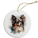 Dog Breed Specific Round Christmas Ornament, "Papillon"