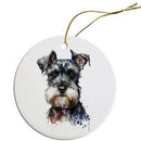 Dog Breed Specific Round Christmas Ornament, "Schnauzer"