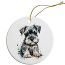 Dog Breed Specific Round Christmas Ornament, "Schnauzer"