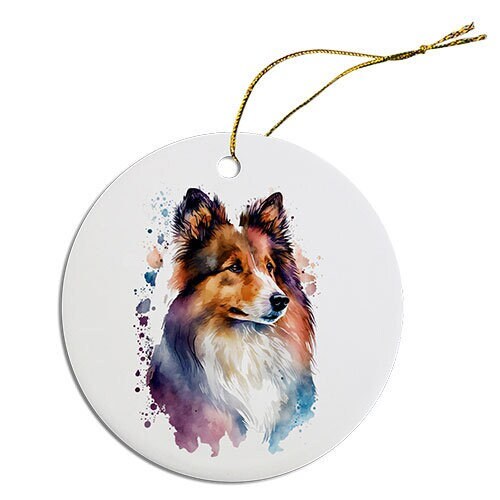 Dog Breed Specific Round Christmas Ornament, 
