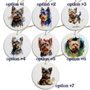 Dog Breed Specific Round Christmas Ornament, "Yorkie"