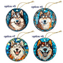 Dog Breed Christmas Ornament Stained Glass Style, "Alaskan Malamute"