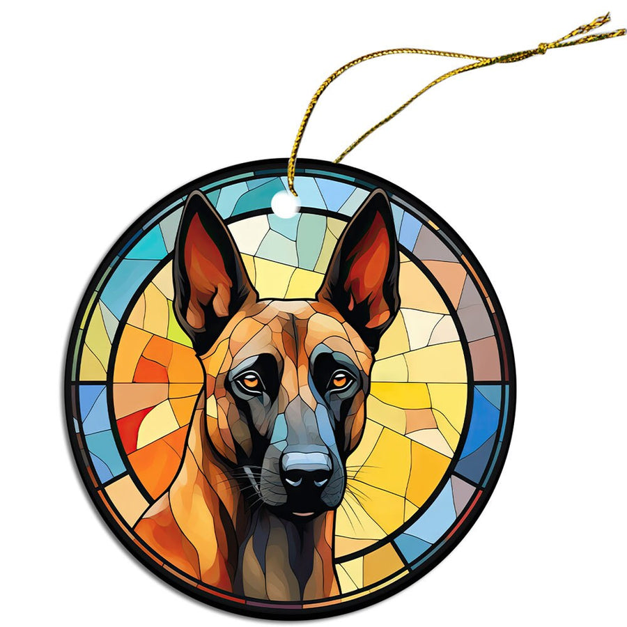 Dog Breed Christmas Ornament Stained Glass Style, 