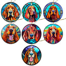 Dog Breed Christmas Ornament Stained Glass Style, "Bloodhound"