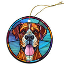 Dog Breed Christmas Ornament Stained Glass Style, "Boxer"