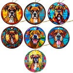 Dog Breed Christmas Ornament Stained Glass Style, "Boxer"