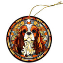 Dog Breed Christmas Ornament Stained Glass Style, "Cavalier King Charles Spaniel"