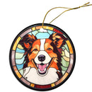 Dog Breed Christmas Ornament Stained Glass Style, "Collie"