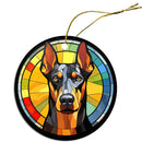 Dog Breed Christmas Ornament Stained Glass Style, "Doberman"