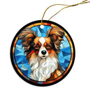 Dog Breed Christmas Ornament Stained Glass Style, "Papillon"