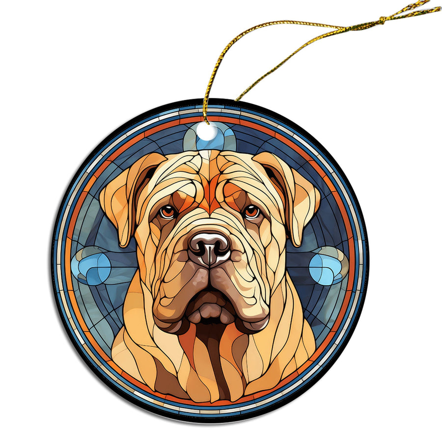 Dog Breed Christmas Ornament Stained Glass Style, 