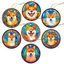 Dog Breed Christmas Ornament Stained Glass Style, "Shiba Inu"