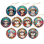 Dog Breed Christmas Ornament Stained Glass Style, "Shih Tzu"