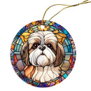 Dog Breed Christmas Ornament Stained Glass Style, "Shih Tzu"