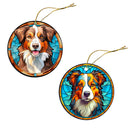 Dog Breed Christmas Ornament Stained Glass Style, "Australian Shepherd"