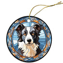 Dog Breed Christmas Ornament Stained Glass Style, "Border Collie"