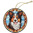 Dog Breed Christmas Ornament Stained Glass Style, "Border Collie"